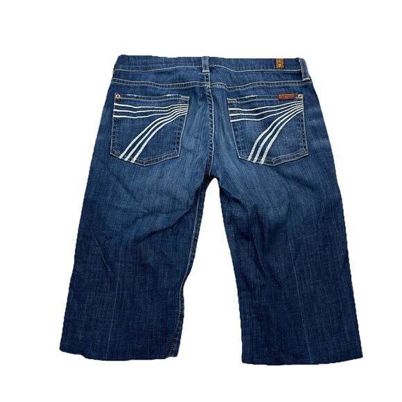 7 For All Mankind Dojo Shorts Size 28 Stretch Denim Blue Jean Cut-Off 64-30 - Picture 1 of 7